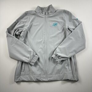 Nike Miami Dolphins Jacket Gray On Field‎ Apparel Logo Print Shirt Mens Medium